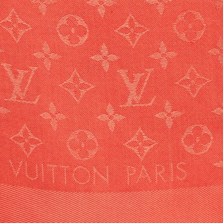 Pre Owned Louis Vuitton Red Jacquard Monogram Classic Shawl