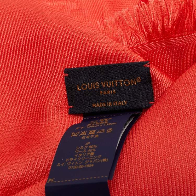 Pre Owned Louis Vuitton Red Jacquard Monogram Classic Shawl
