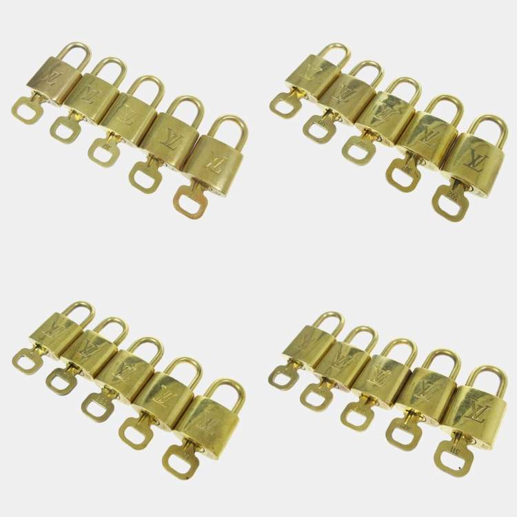 Pre Owned Louis Vuitton Padlock & Key Bag Accessories Charm 100 Piece Set Gold