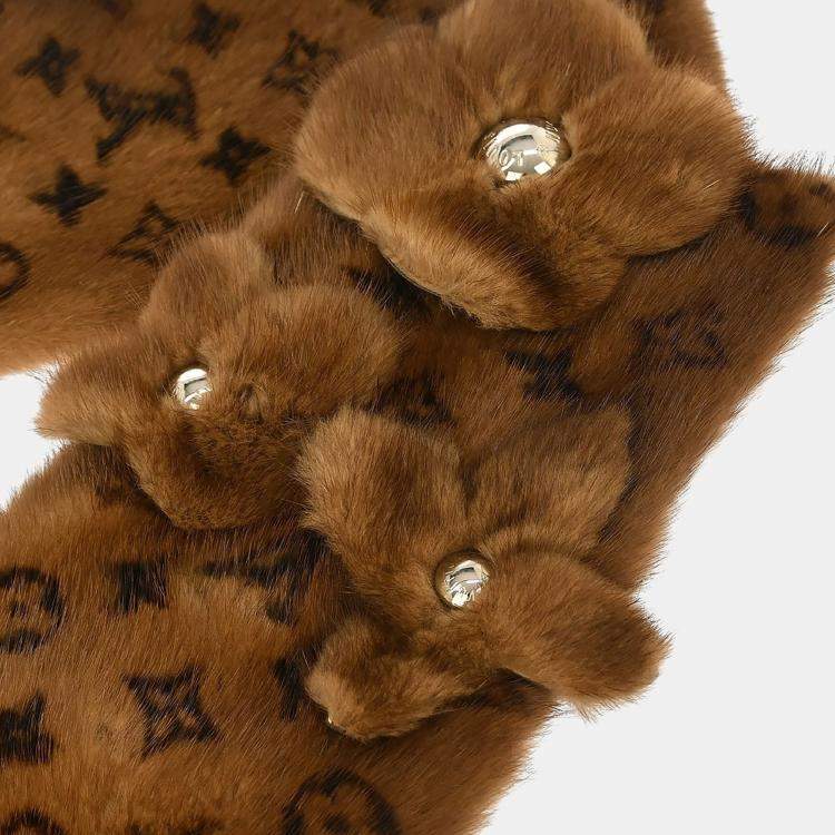 Pre Owned Louis Vuitton Monogram Mink Flower Echarpe Shawl Stole
