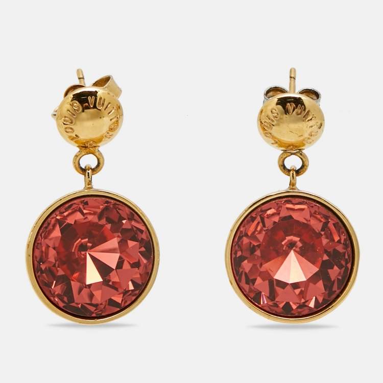 Pre Owned Louis Vuitton Over the Rainbow Crystal Gold Tone Necklace Earrings & Ring Set