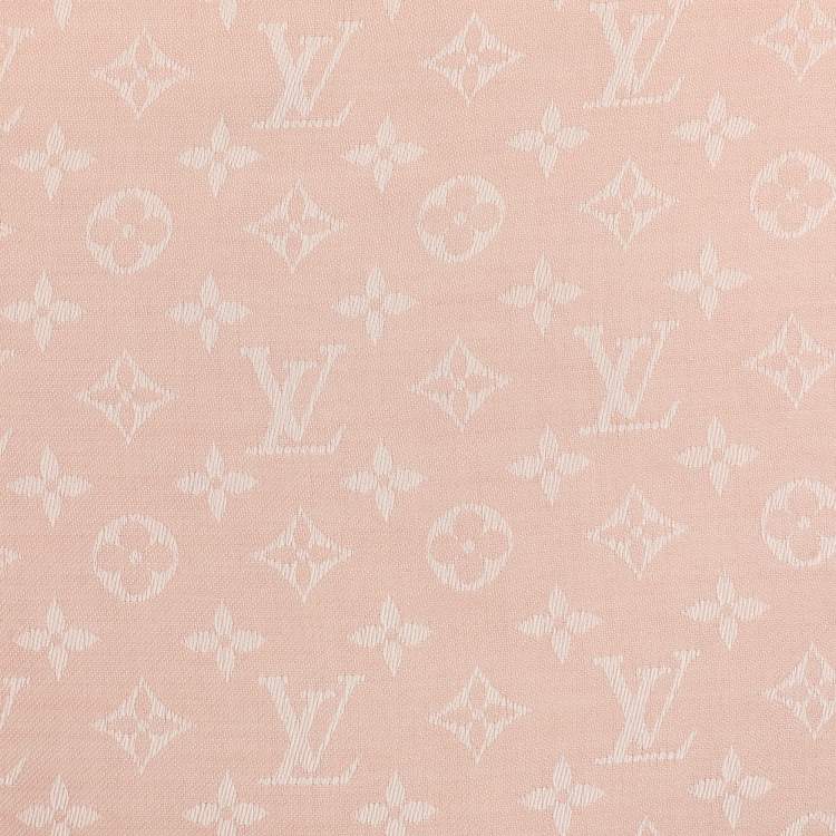 Pre Owned Louis Vuitton Pink Silk and Wool Logomania Shine Scarf