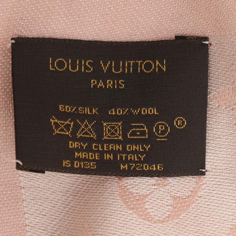 Pre Owned Louis Vuitton Pink Silk and Wool Logomania Shine Scarf