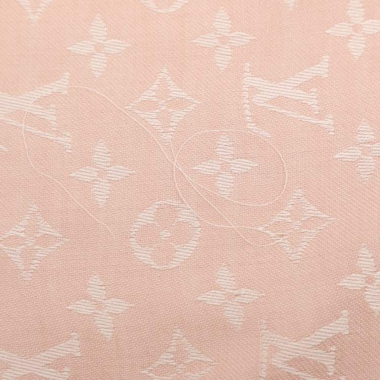 Pre Owned Louis Vuitton Pink Silk and Wool Logomania Shine Scarf