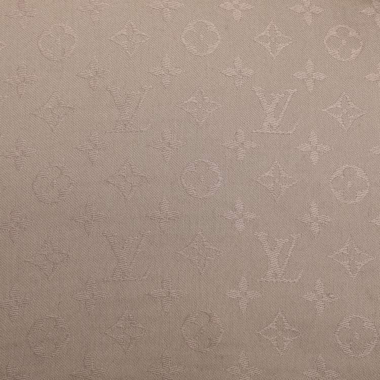 Pre Owned Louis Vuitton Beige Silk and Wool Logomania Shine Scarf