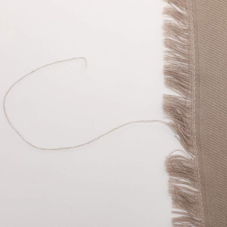 Pre Owned Louis Vuitton Beige Silk and Wool Logomania Shine Scarf