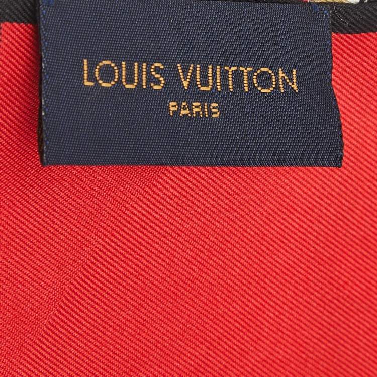 Pre Owned Louis Vuitton Red Trunks Print Silk Bandeau