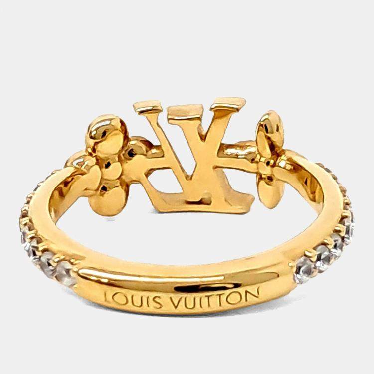 Pre Owned Louis Vuitton Gold Plated Iconic Ring EU 54