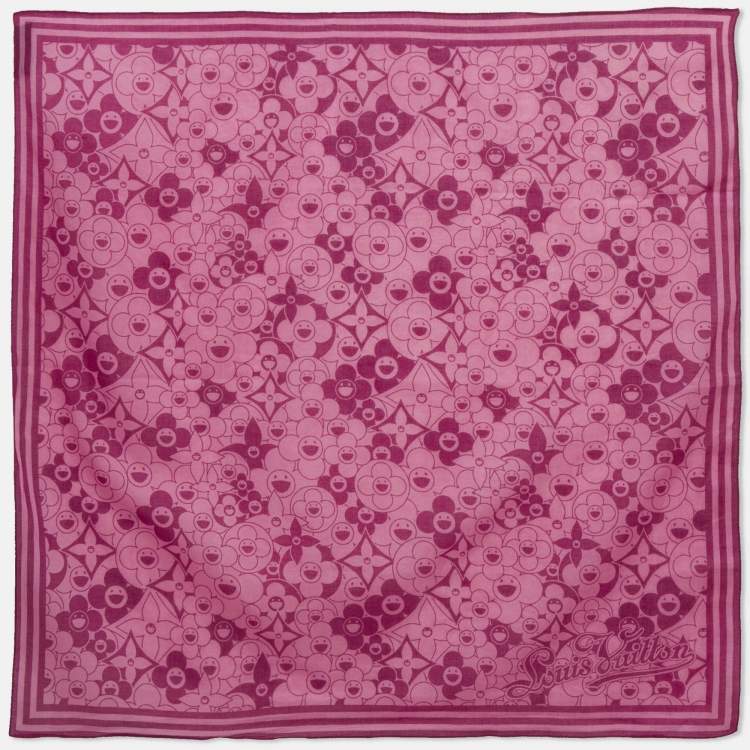 Pre Owned Louis Vuitton x Takashi Murakami Pink Monogram Cotton Scarf