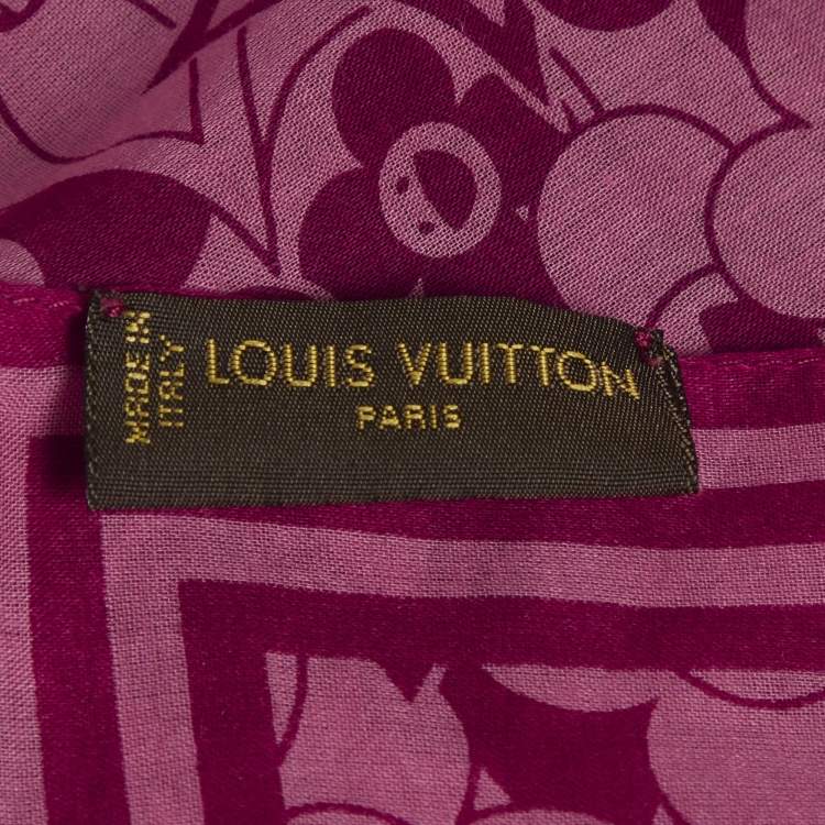 Pre Owned Louis Vuitton x Takashi Murakami Pink Monogram Cotton Scarf