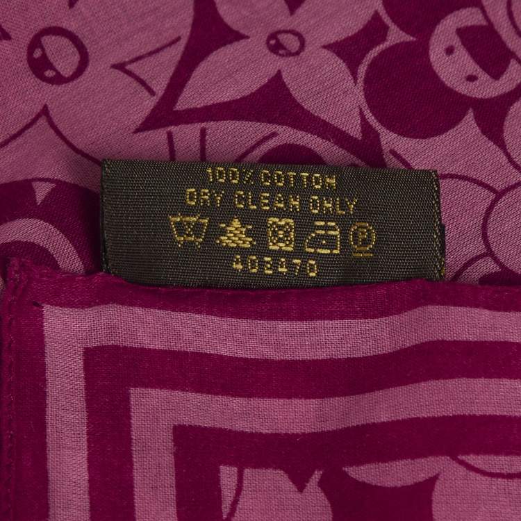 Pre Owned Louis Vuitton x Takashi Murakami Pink Monogram Cotton Scarf