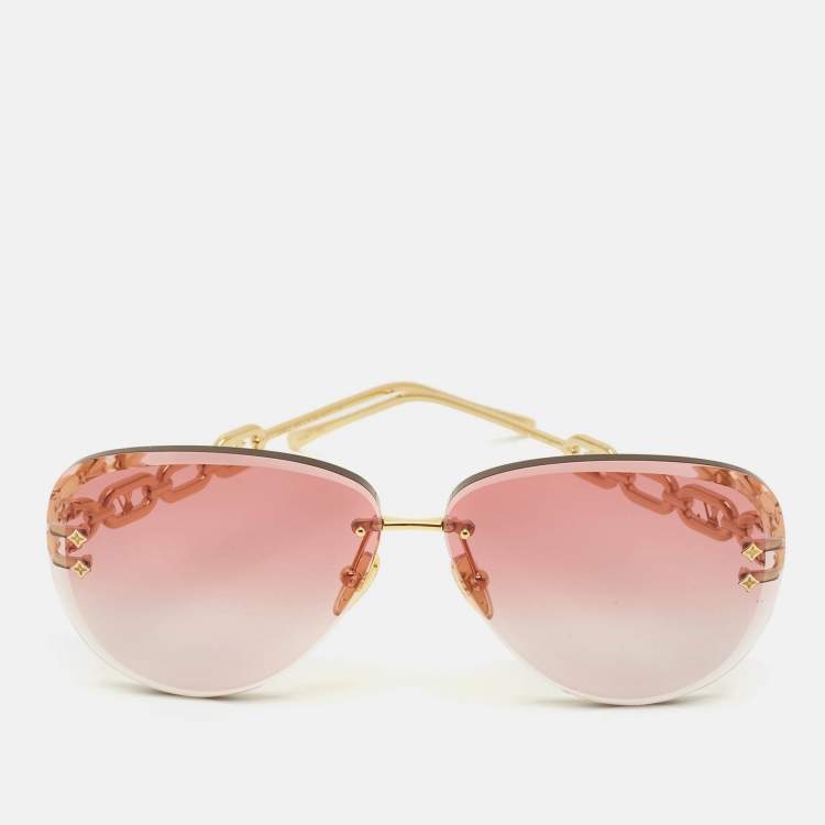 Pre Owned Louis Vuitton Pink/Gold Tone Gradient  Jewel Pilot Sunglasses