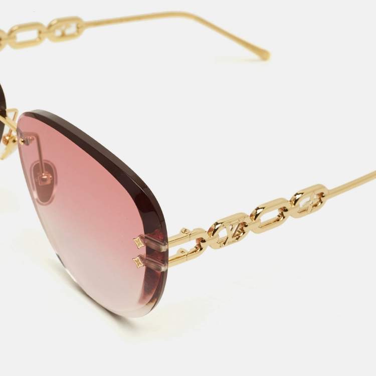 Pre Owned Louis Vuitton Pink/Gold Tone Gradient  Jewel Pilot Sunglasses