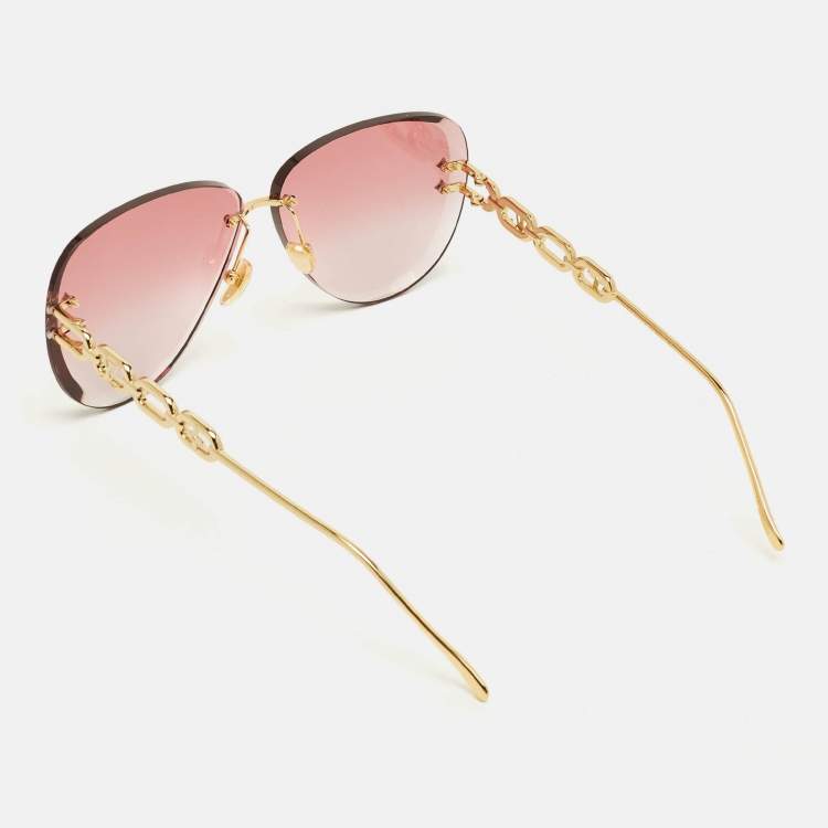 Pre Owned Louis Vuitton Pink/Gold Tone Gradient  Jewel Pilot Sunglasses