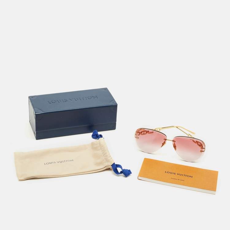 Pre Owned Louis Vuitton Pink/Gold Tone Gradient  Jewel Pilot Sunglasses