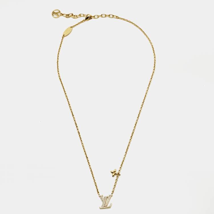 Pre Owned Louis Vuitton LV Iconic Crystals Gold Tone Necklace