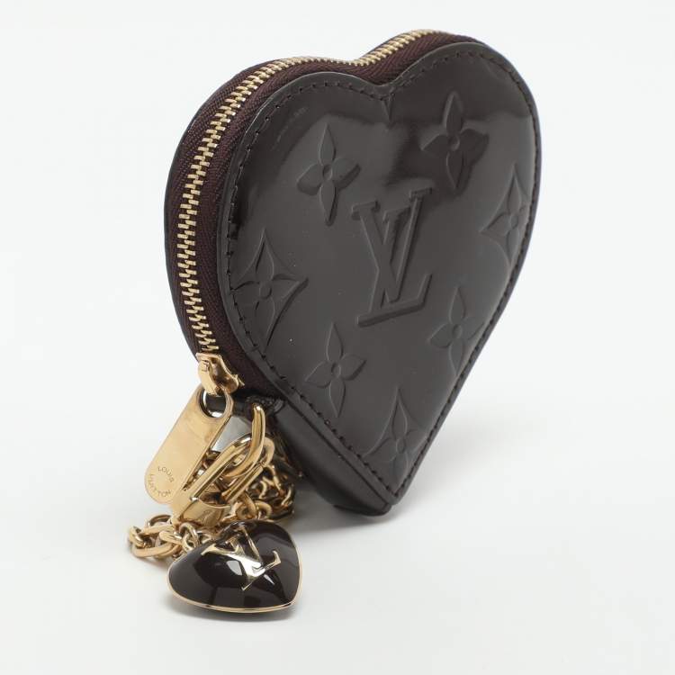 Pre Owned Louis Vuitton Heart Amarante Monogram Vernis Coin Purse