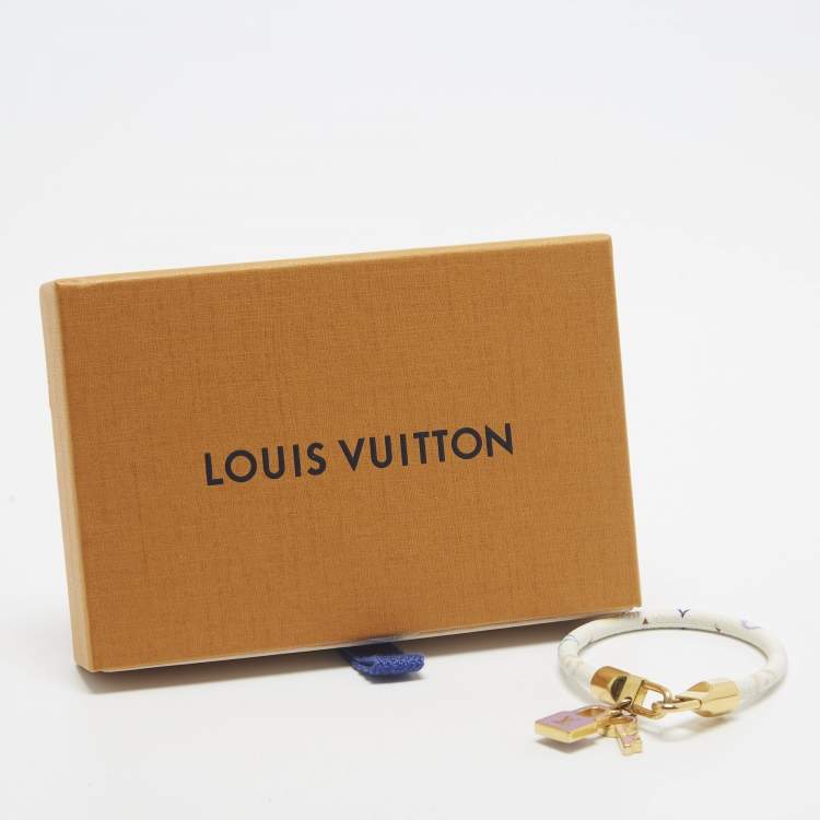 Pre Owned Louis Vuitton Luck It Multicolor Monogram Gold Tone Charm Bracelet 
