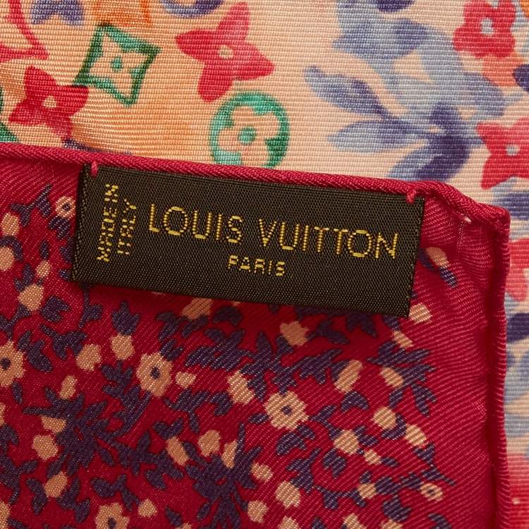 Pre Owned Louis Vuitton Fuchsia Pink Catania Floral Print Silk Scarf