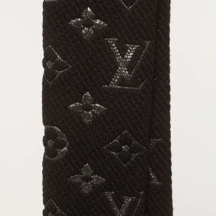 Pre Owned Louis Vuitton Black Wool Shine Logomania Scarf