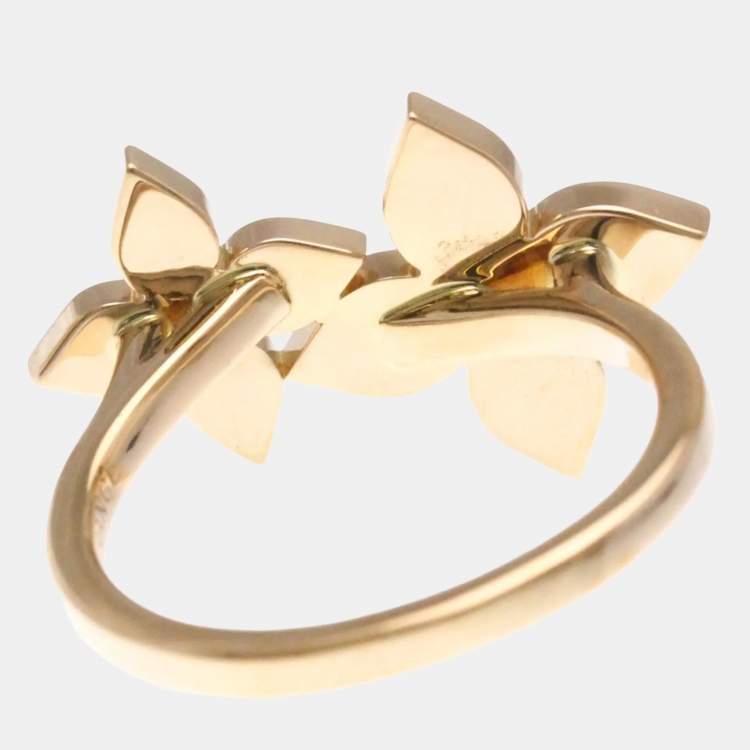Pre Owned Louis Vuitton Bergster Blossom Diamond Pink Gold 18K Fashion Diamond Band Ring Pink Gold
