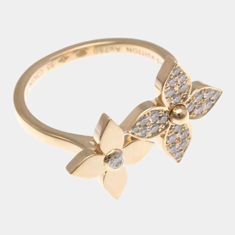 Pre Owned Louis Vuitton Bergster Blossom Diamond Pink Gold 18K Fashion Diamond Band Ring Pink Gold