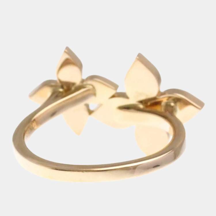 Pre Owned Louis Vuitton Bergster Blossom Diamond Pink Gold 18K Fashion Diamond Band Ring Pink Gold