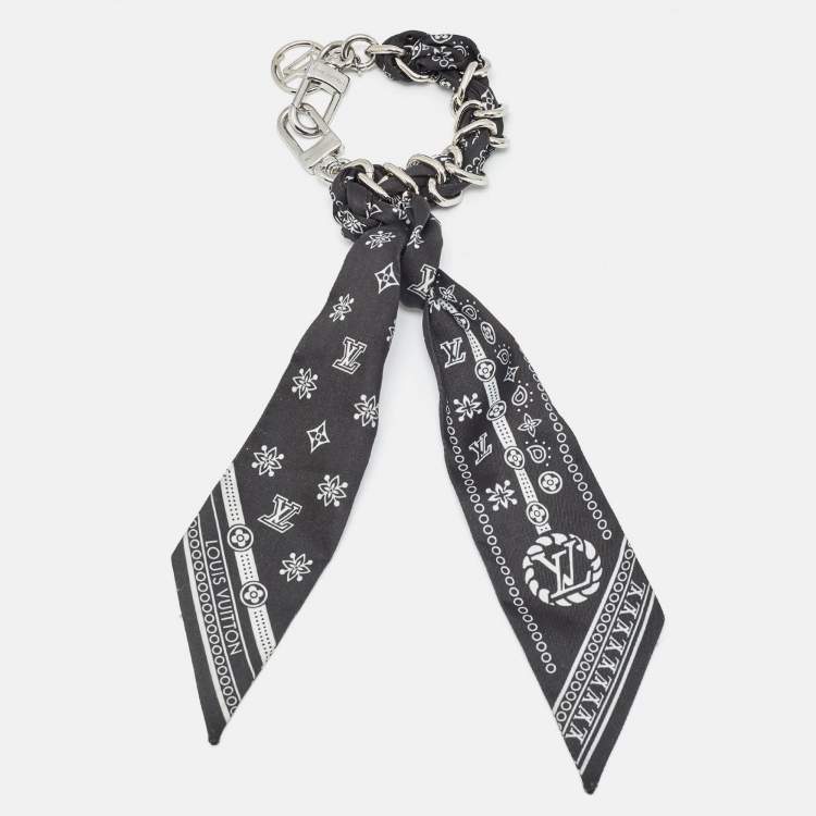 Pre Owned Louis Vuitton LV Bandana Bag Charm Black Monogram Fabric