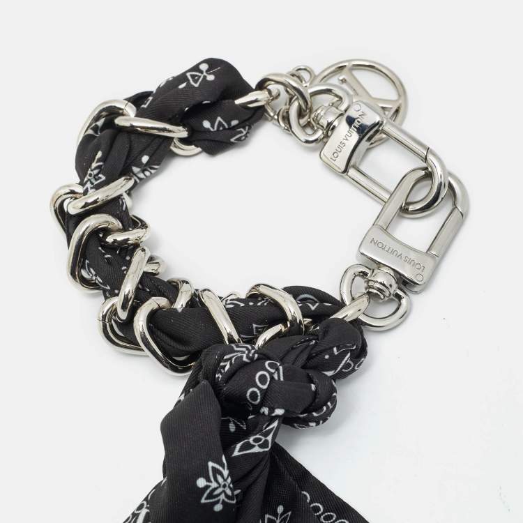 Pre Owned Louis Vuitton LV Bandana Bag Charm Black Monogram Fabric