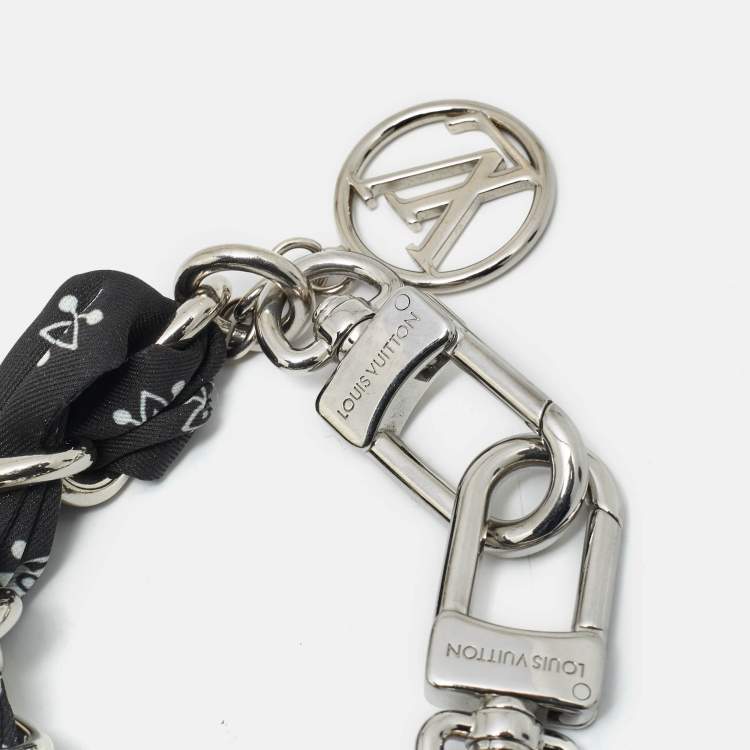 Pre Owned Louis Vuitton LV Bandana Bag Charm Black Monogram Fabric