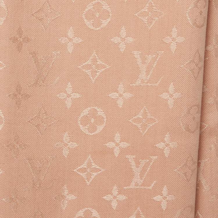 Pre Owned Louis Vuitton Pink Monogram Silk & Wool Shawl   