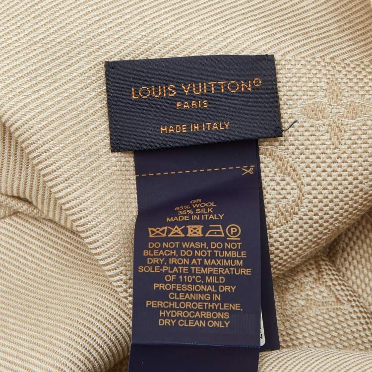 Pre Owned Louis Vuitton Beige Monogram Jacquard Wool Classic Scarf