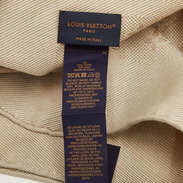 Pre Owned Louis Vuitton Beige Monogram Jacquard Wool Classic Scarf
