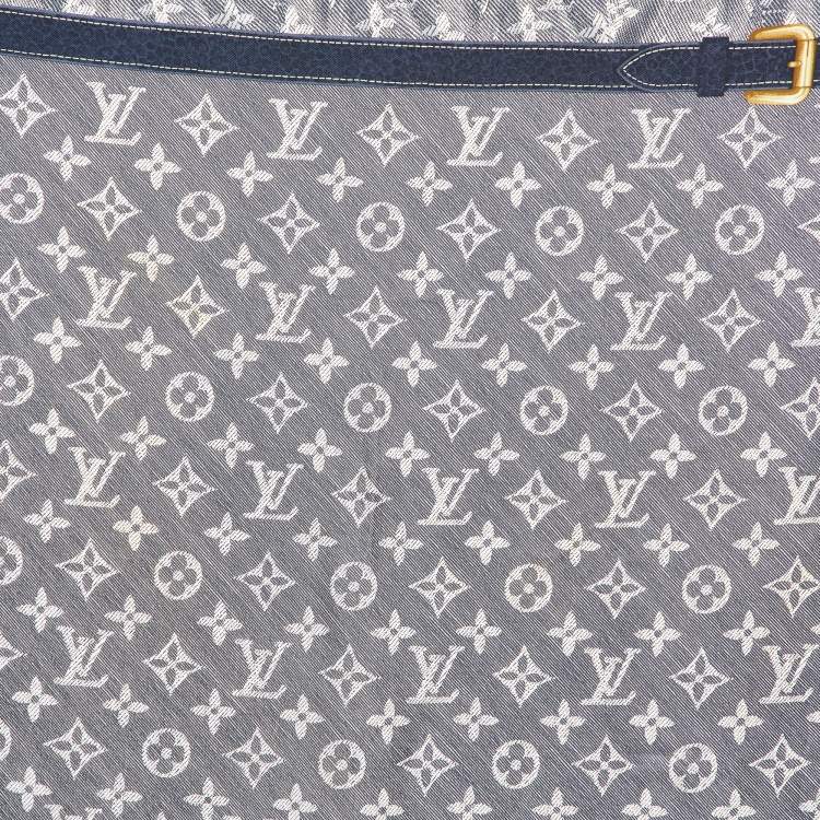 Pre Owned Louis Vuitton Blue Iventeur Monogram Print Silk Square Scarf