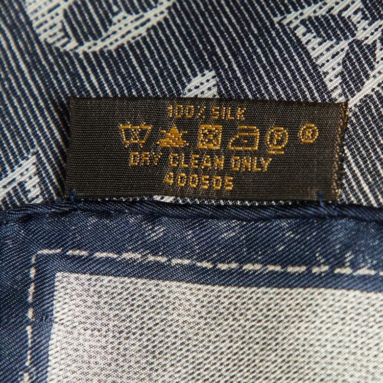 Pre Owned Louis Vuitton Blue Iventeur Monogram Print Silk Square Scarf