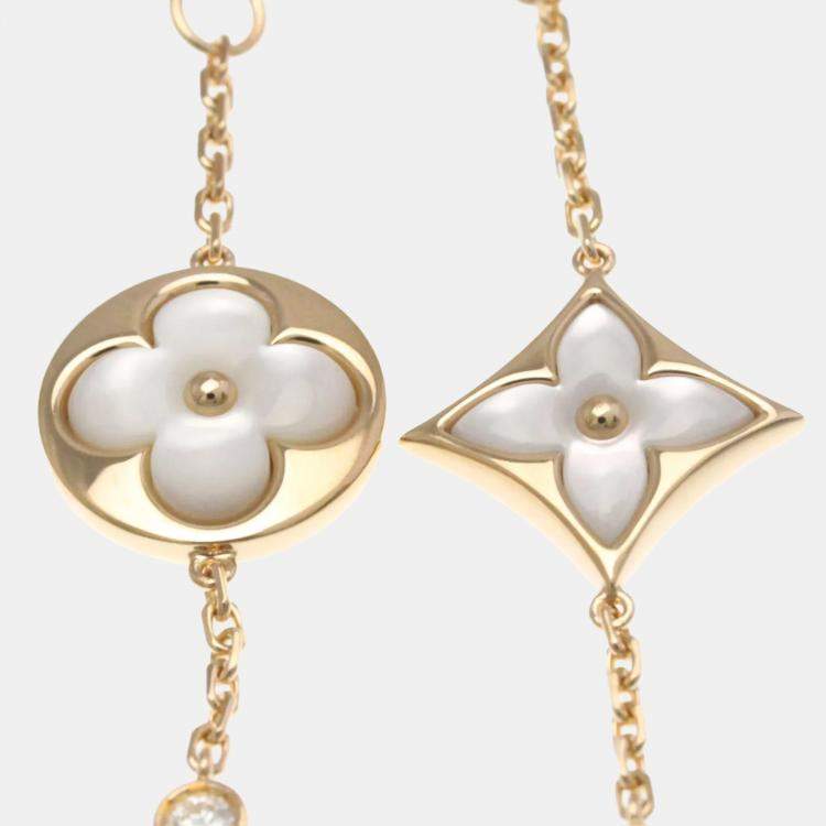 Pre Owned Louis Vuitton Bracelet 4 Motif Blossom BB Pink Gold 18K Diamond Mother Of Pearl Charm Bracelet Pink Gold