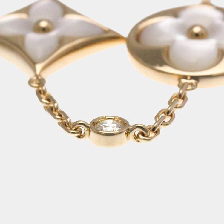 Pre Owned Louis Vuitton Bracelet 4 Motif Blossom BB Pink Gold 18K Diamond Mother Of Pearl Charm Bracelet Pink Gold