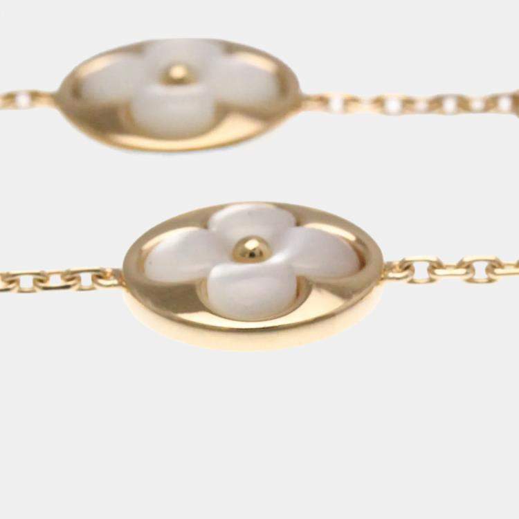 Pre Owned Louis Vuitton Bracelet 4 Motif Blossom BB Pink Gold 18K Diamond Mother Of Pearl Charm Bracelet Pink Gold