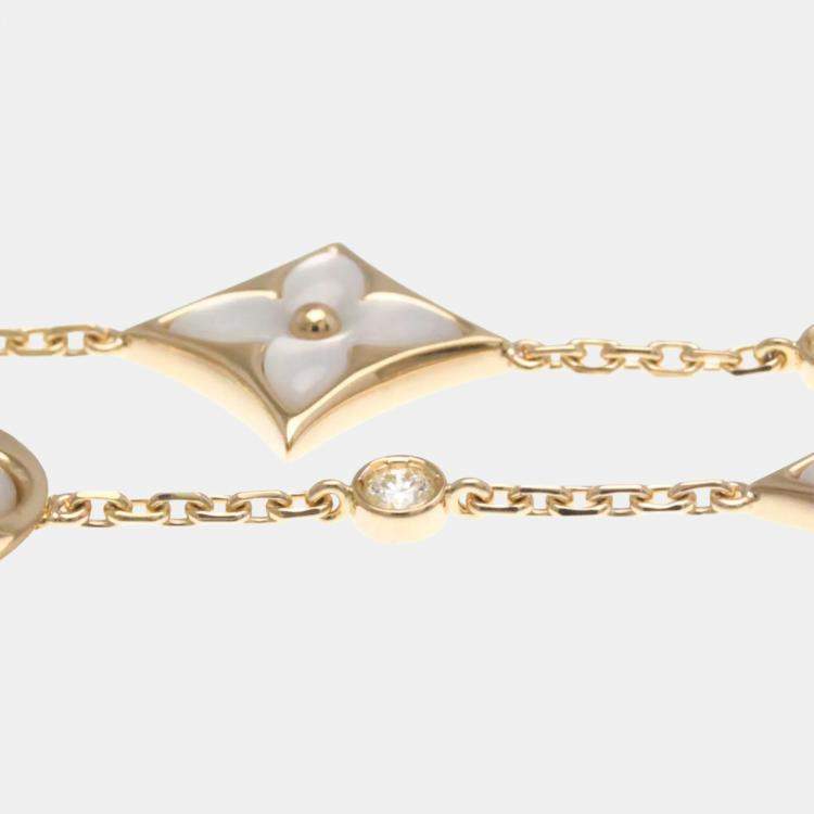 Pre Owned Louis Vuitton Bracelet 4 Motif Blossom BB Pink Gold 18K Diamond Mother Of Pearl Charm Bracelet Pink Gold