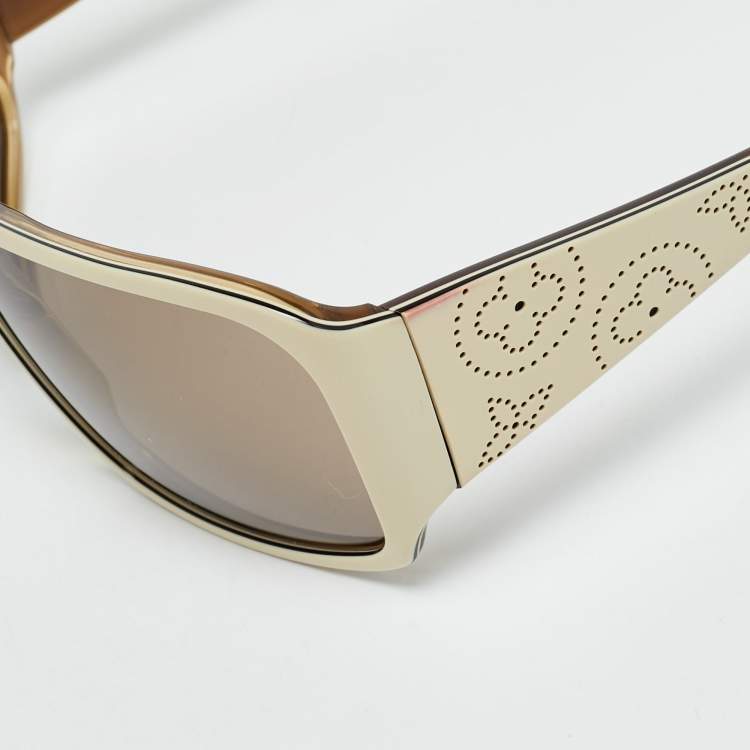 Pre Owned Louis Vuitton Brown/Cream Monogram Mahina Z0173W Shield Sunglasses