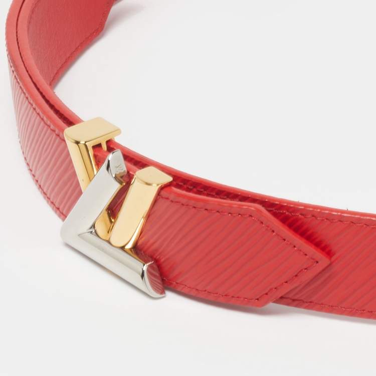 Pre Owned Louis Vuitton LV Twist 80 CM Buckle Belt Red Epi Leather