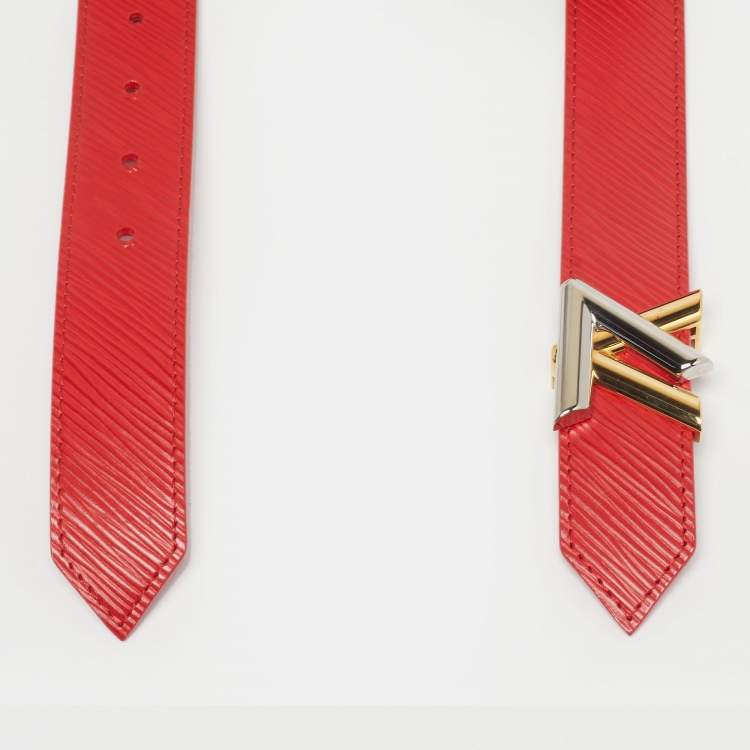 Pre Owned Louis Vuitton LV Twist 80 CM Buckle Belt Red Epi Leather