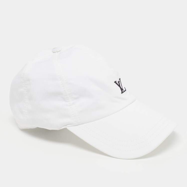 Pre Owned Louis Vuitton White Cotton LV League Cap