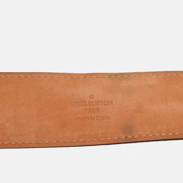 Pre Owned Louis Vuitton LV Initiales 90 cm Buckle Belt Brown Monogram Canvas and Leather