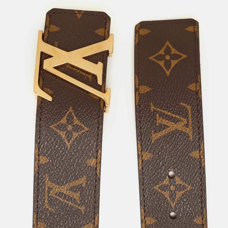 Pre Owned Louis Vuitton LV Initiales 90 cm Buckle Belt Brown Monogram Canvas and Leather