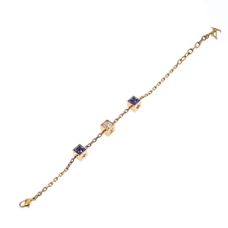 Louis Vuitton Goldtone Metal and Multicolor Swarovski Crystal Gamble  Bracelet - Yoogi's Closet