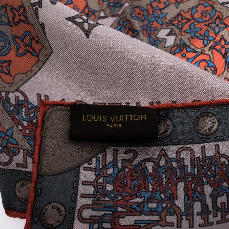 Pre Owned Louis Vuitton Pale Pink Monogram World Map Print Silk Square Scarf