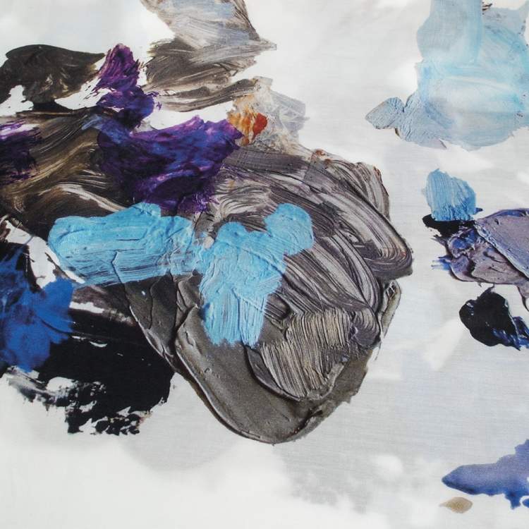 Pre Owned Louis Vuitton White Gouache Print Cotton Silk Square Scarf