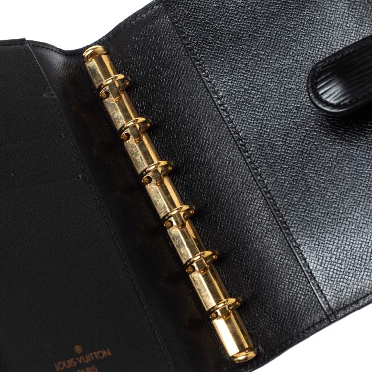 Pre Owned Louis Vuitton Black Epi Leather Medium Ring Agenda Cover 