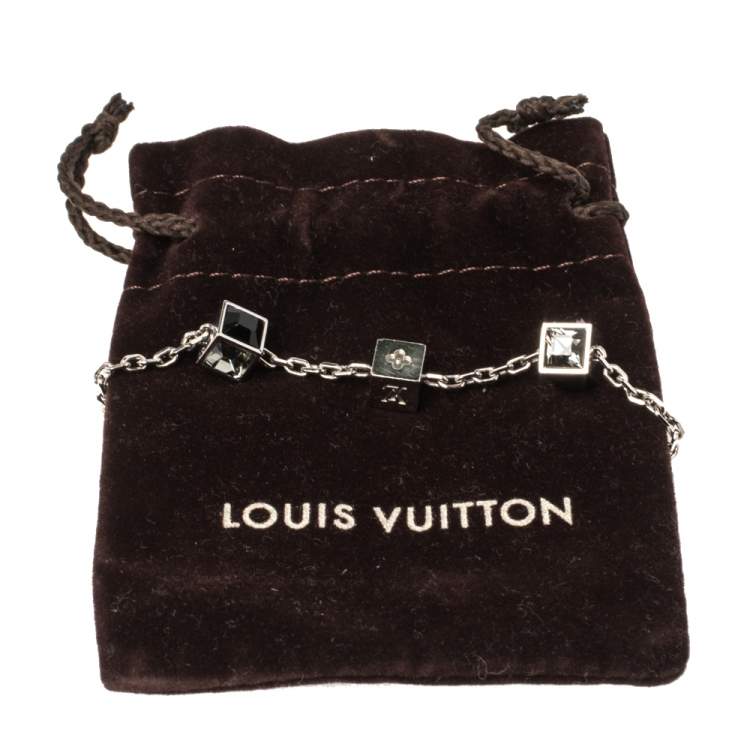 Pre Owned Louis Vuitton Silver Tone Gamble Crystal Bracelet